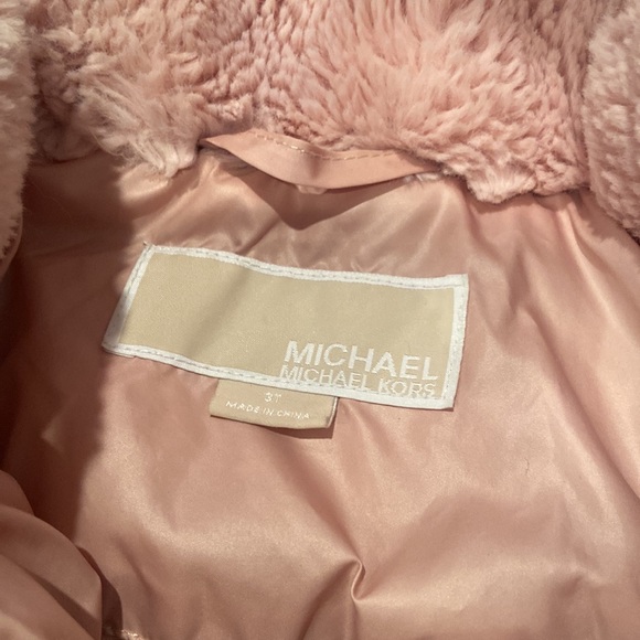 Michael Michael Kors Girls Pink Puffer Jacket With Hood - Picture 5 of 7